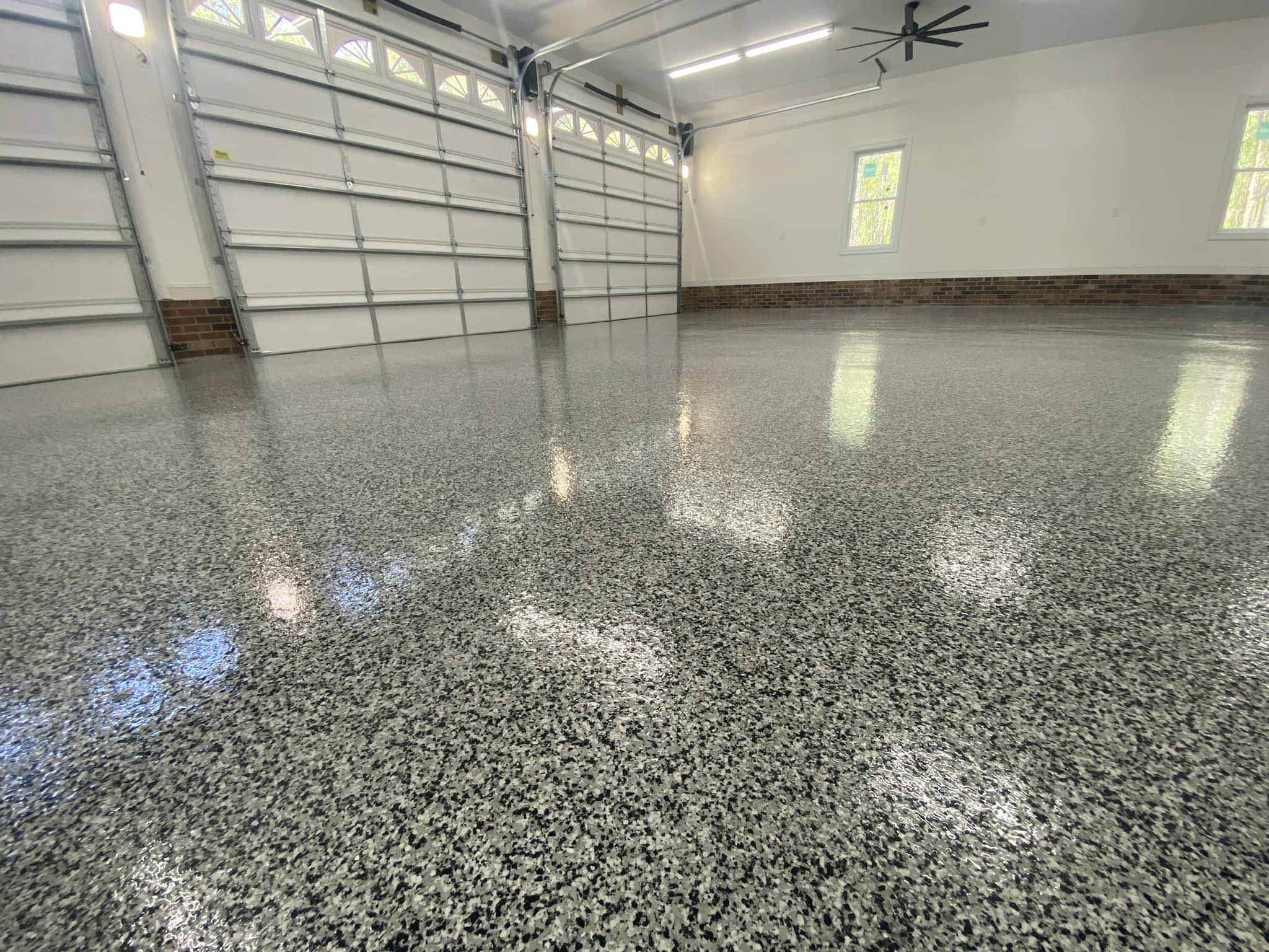 Garage floor epoxy system installation photo 2